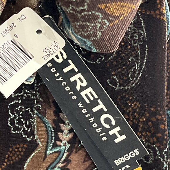 Vintage Briggs Top 3X Brown Velvet Faux Twin Set Green Floral Goblincore Fairy - Picture 4 of 10